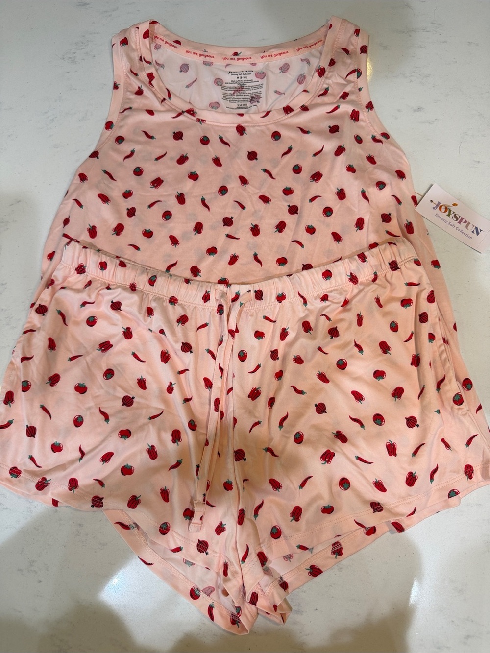 Joyspun Pink Pepper & Tomato Print Pajama Set